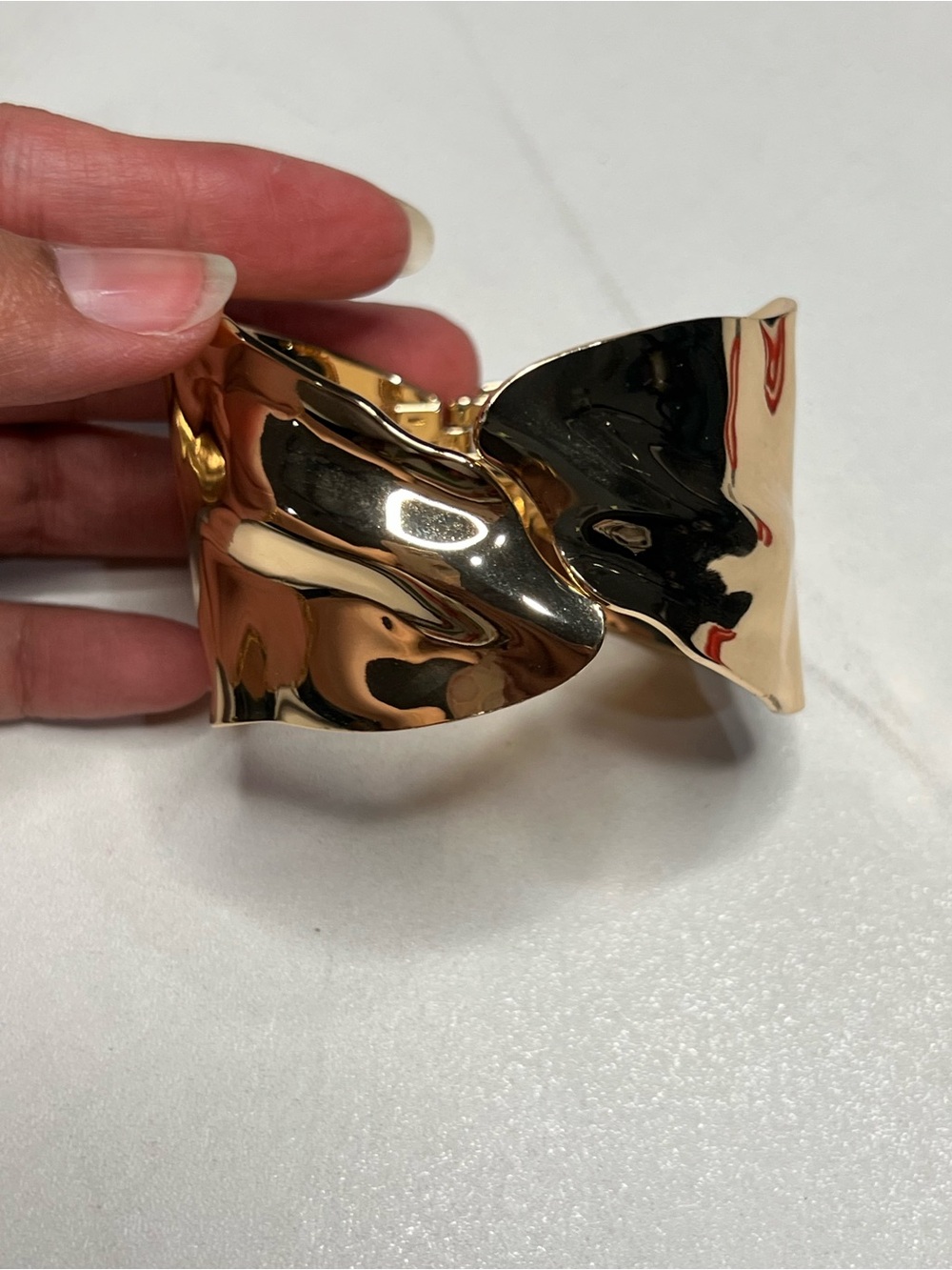 ettika abstract Sculpted Gold 18k player Wave Cuff Bracelet
